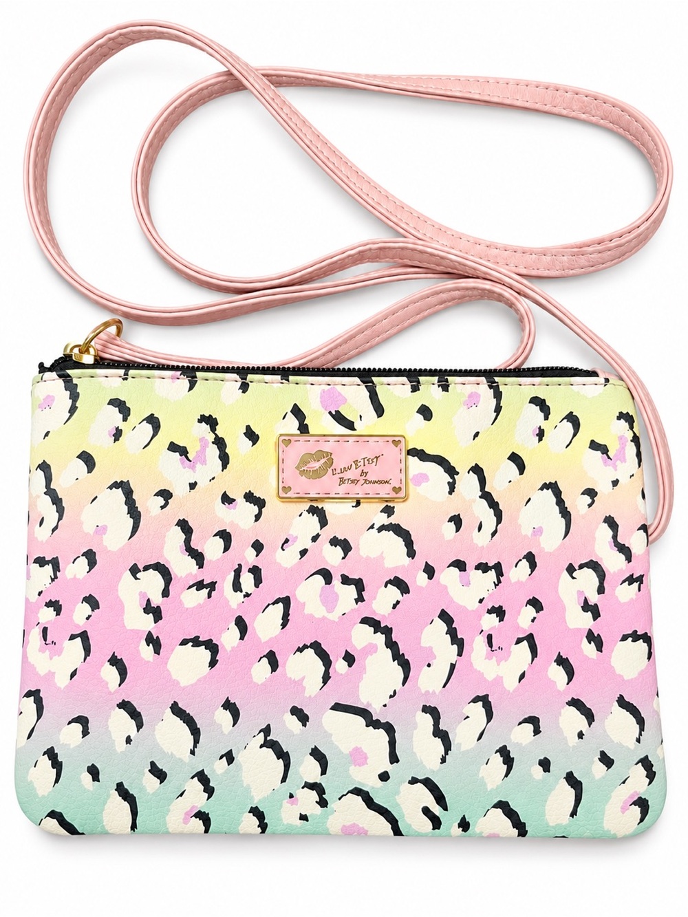 EUC Luv Betsey Johnson Pastel Leopard Crossbody Wristlet